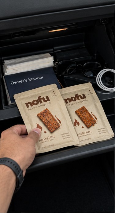 Two nofu packs going into a car glovebox