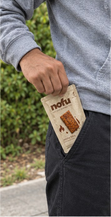 A nofu pack slipped into a jeans pocket